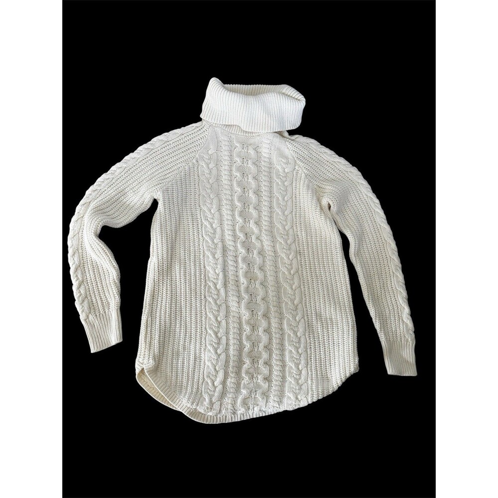 GAP Maternity cotton Fisherman Turtleneck Sweater, Chunky Cable Rib Knit, Preppy